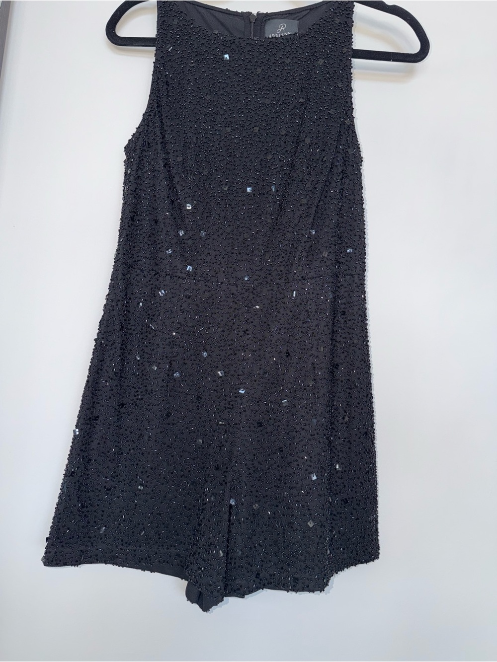 Adrianna Papell Black Beaded Sleeveless Romper